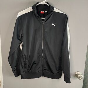 Puma Boys L Full Zip Embroidered Logo Black and White Jacket